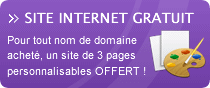 Site internet gratuit de 3 pages pour achat d'un nom de domaine