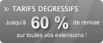 nom domaine tarif dégressif - 60 % sur toutes nos extensions